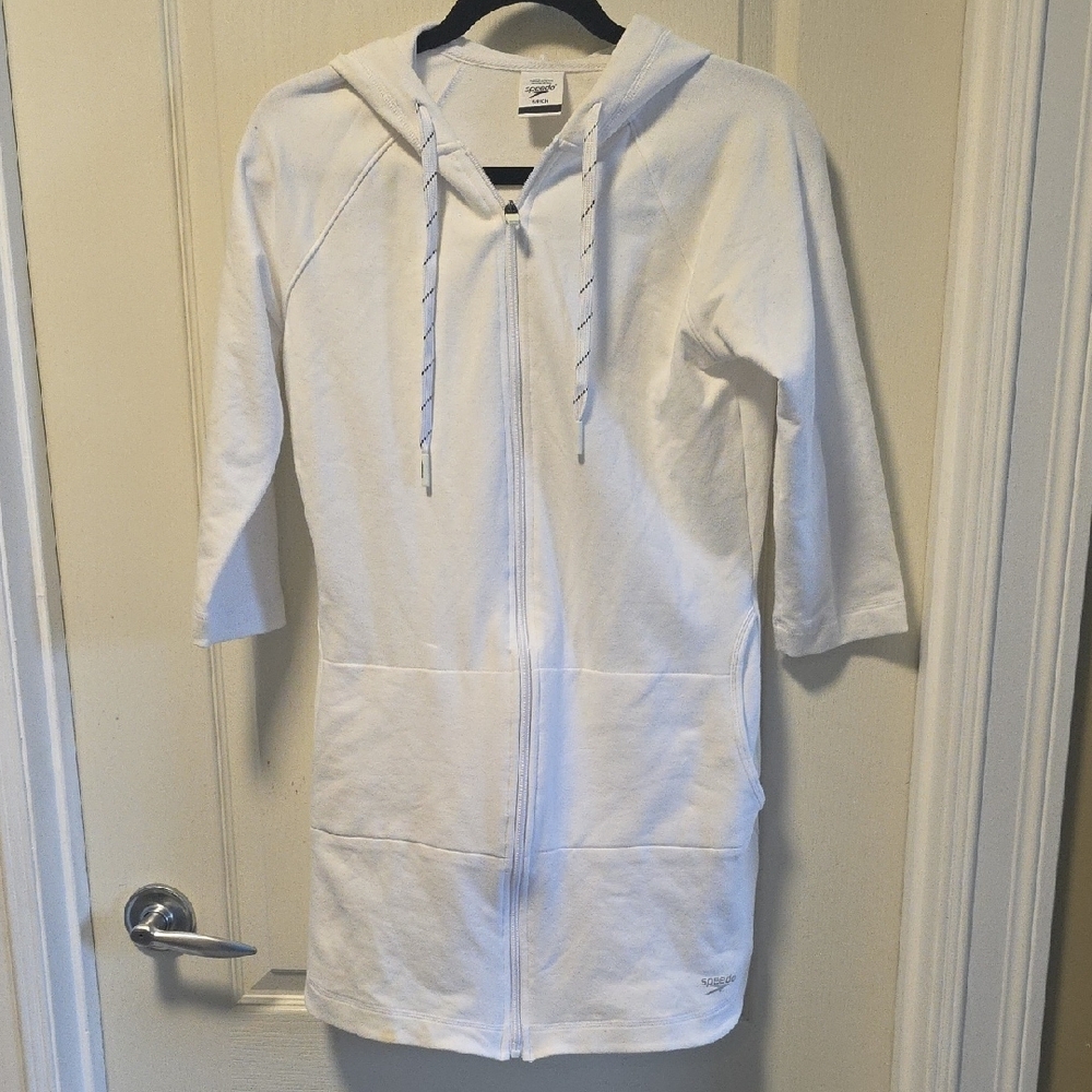 Women's White Zip-Up Hoodie Jacket